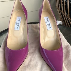 Jimmy Choo Romy patent leather pointed toe pumps